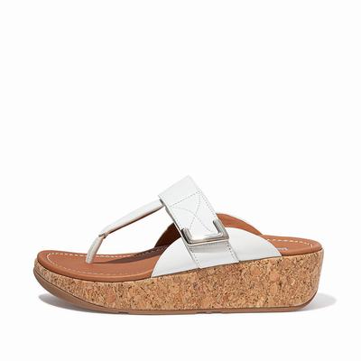 Women's Fitflop REMI Adjustable Toe-Post Sandals White | Ireland-30821