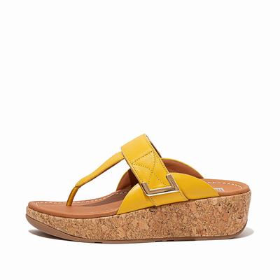 Women's Fitflop REMI Adjustable Toe-Post Sandals Orange Yellow | Ireland-71049