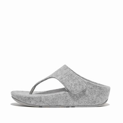 Women's Fitflop SHUV E01 Adjustable Felt Toe-Post Sandals Grey | Ireland-16423