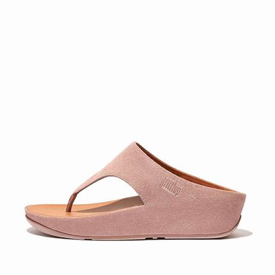 Women's Fitflop SHUV Suede Toe-Post Sandals Pink | Ireland-27894