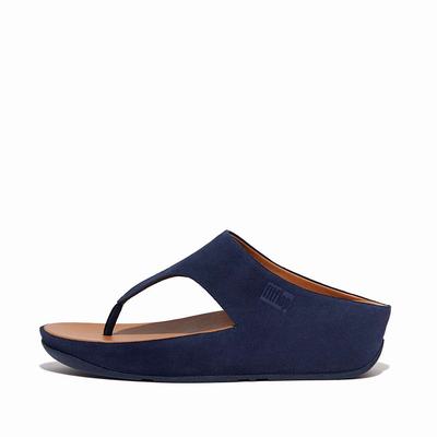 Women's Fitflop SHUV Suede Toe-Post Sandals Navy | Ireland-56197