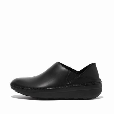 Women's Fitflop SUPERLOAFER Leather Loafers Black | Ireland-07125