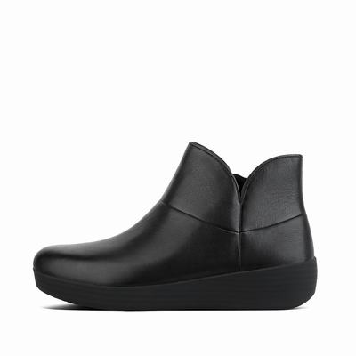 Women's Fitflop SUPERMOD II Leather Ankle Boots Black | Ireland-34870