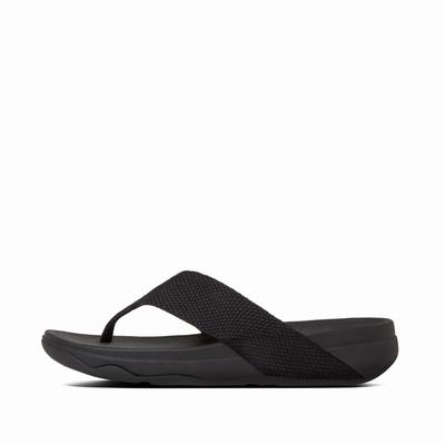 Women's Fitflop SURFA Toe-Post Sandals Black | Ireland-07362