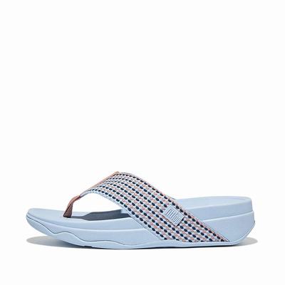 Women's Fitflop SURFA Webbing Toe-Post Sandals Blue | Ireland-40261