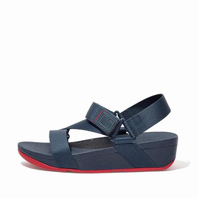 Women's Fitflop SURFA Woven-Logo Z-Strap Sandals Navy | Ireland-03845