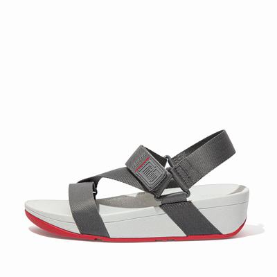 Women's Fitflop SURFA Woven-Logo Z-Strap Sandals Grey | Ireland-60215