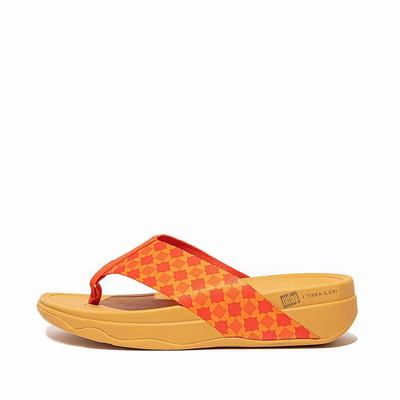 Women's Fitflop SURFA X Yinka Ilori Toe-Post Sandals Red/Orange | Ireland-37014