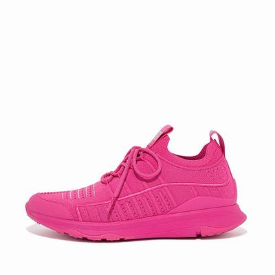 Women's Fitflop VITAMIN FF Knit Sports Trainers Fuchsia Rose | Ireland-20768