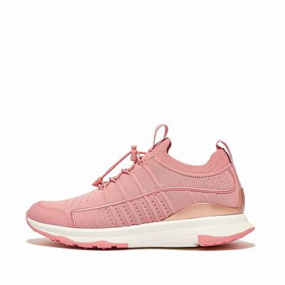 Women's Fitflop VITAMIN FF Metal-Pop Knit Sports Trainers Pink | Ireland-37695