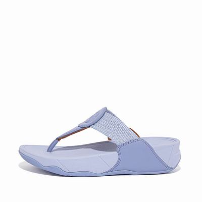 Women's Fitflop WALKSTAR Finestripe Toe-Post Sandals Lavender | Ireland-43578