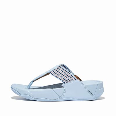 Women's Fitflop WALKSTAR Finestripe Toe-Post Sandals Blue | Ireland-64253