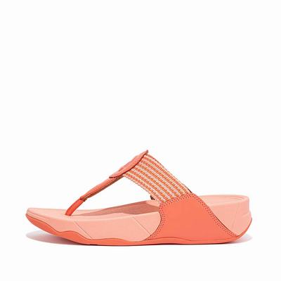 Women's Fitflop WALKSTAR Finestripe Toe-Post Sandals Orange | Ireland-70391