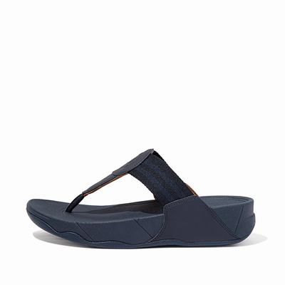 Women's Fitflop WALKSTAR Webbing Toe-Post Sandals Navy | Ireland-12695