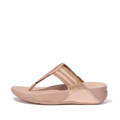 Women's Fitflop WALKSTAR Webbing Toe-Post Sandals Rose Gold | Ireland-64230