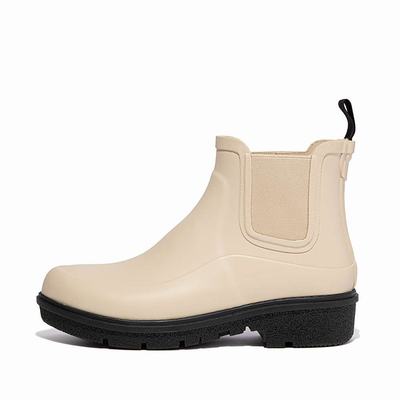 Women's Fitflop WONDERWELLY Contrast-Sole Chelsea Wellington Boots Cream | Ireland-86902