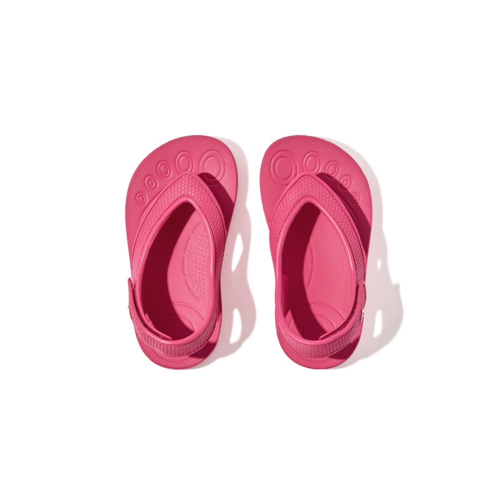 Kids' Fitflop IQUSHION Ergonomic Back-Strap Sandals Pink | Ireland-20487