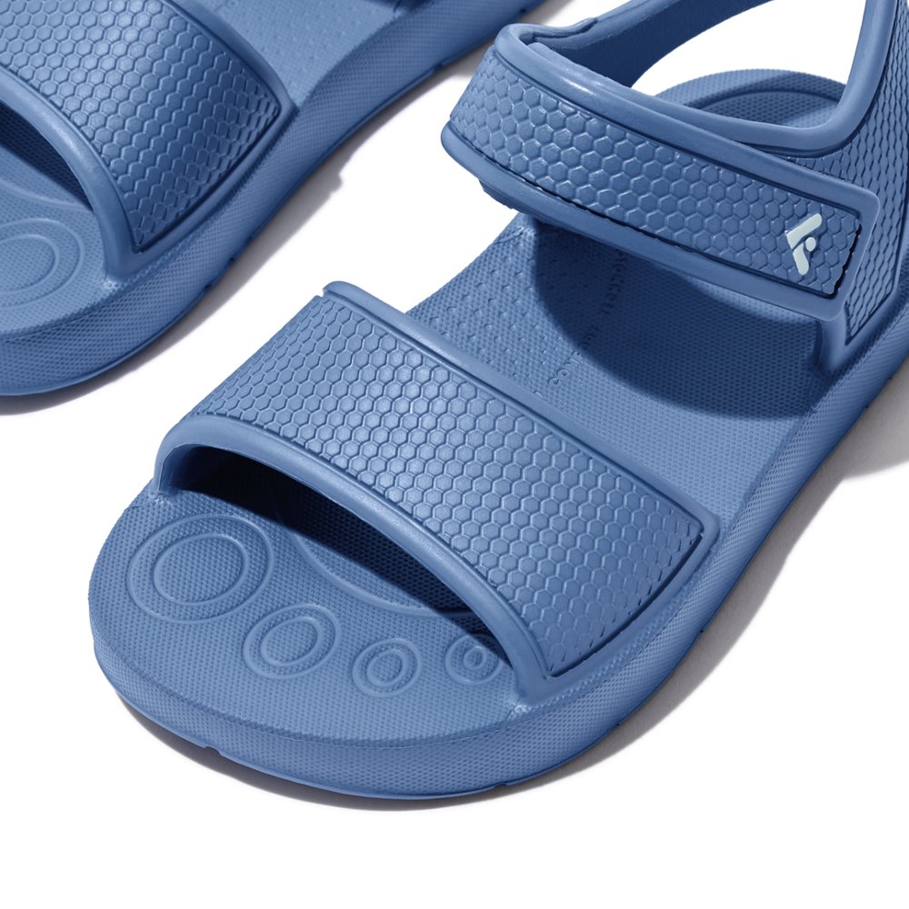 Kids' Fitflop IQUSHION Ergonomic Back-Strap Sandals Blue | Ireland-46219