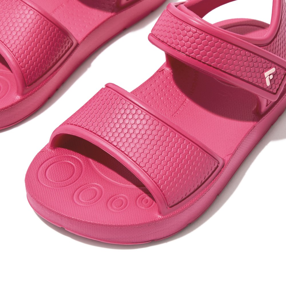 Kids' Fitflop IQUSHION Ergonomic Back-Strap Sandals Pink | Ireland-50387