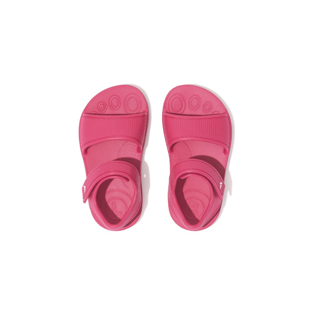 Kids' Fitflop IQUSHION Ergonomic Back-Strap Sandals Pink | Ireland-50387