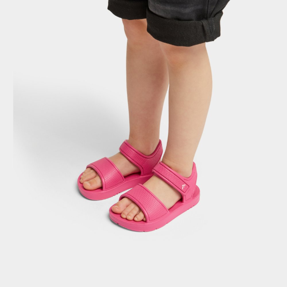 Kids' Fitflop IQUSHION Ergonomic Back-Strap Sandals Pink | Ireland-50387