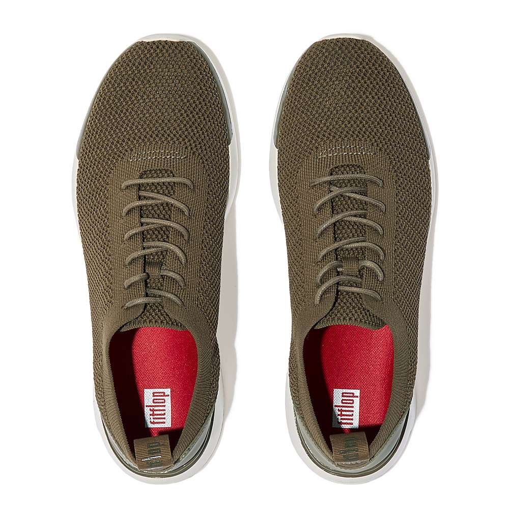 Men's Fitflop FLEXKNIT Knit Trainers Olive | Ireland-23610