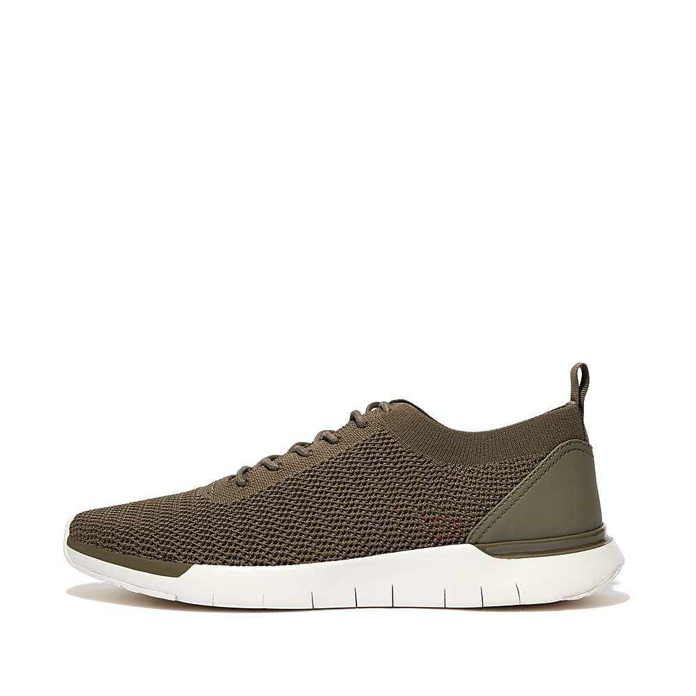 Men\'s Fitflop FLEXKNIT Knit Trainers Olive | Ireland-23610