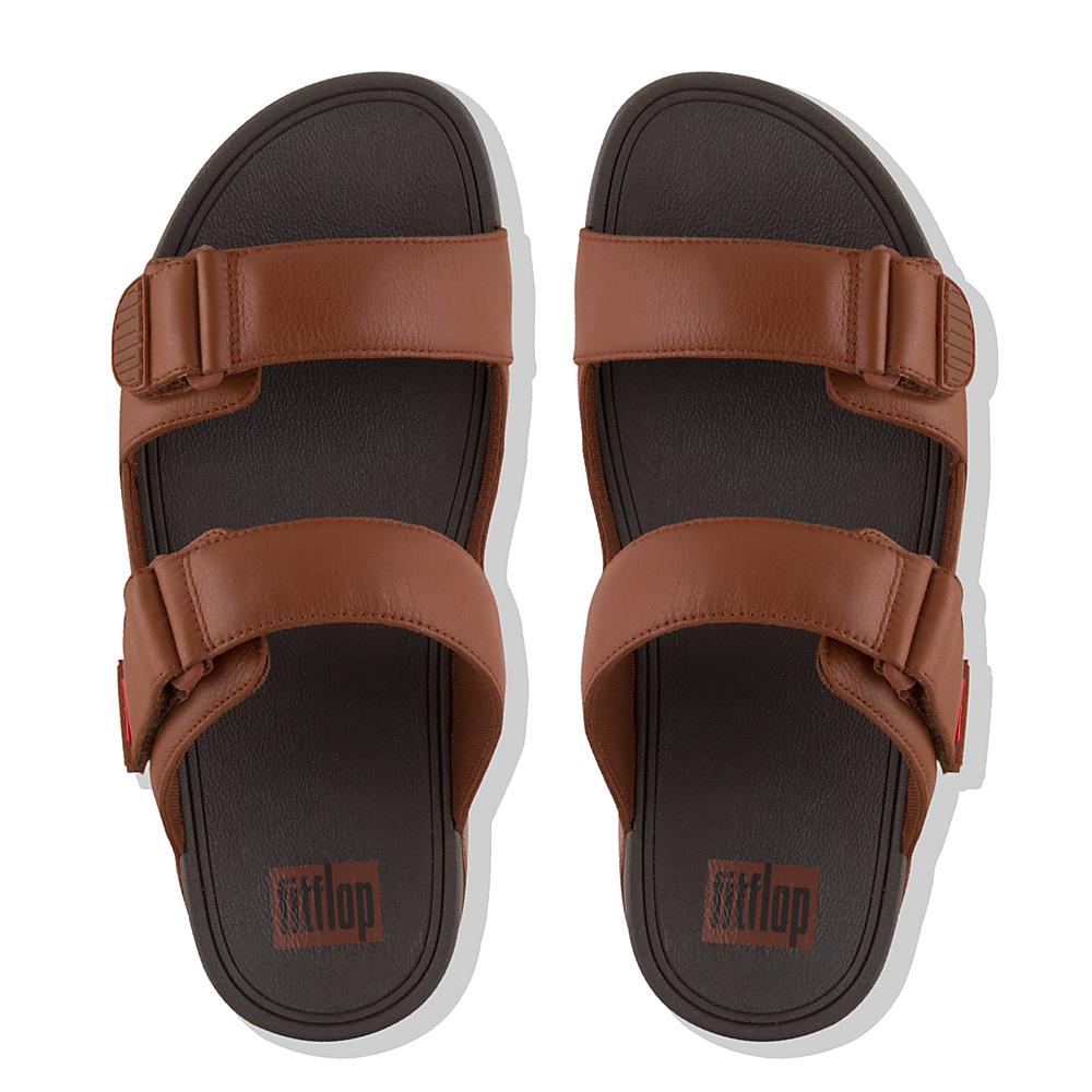 Men's Fitflop GOGH Leather Sandals Dark Brown | Ireland-89032