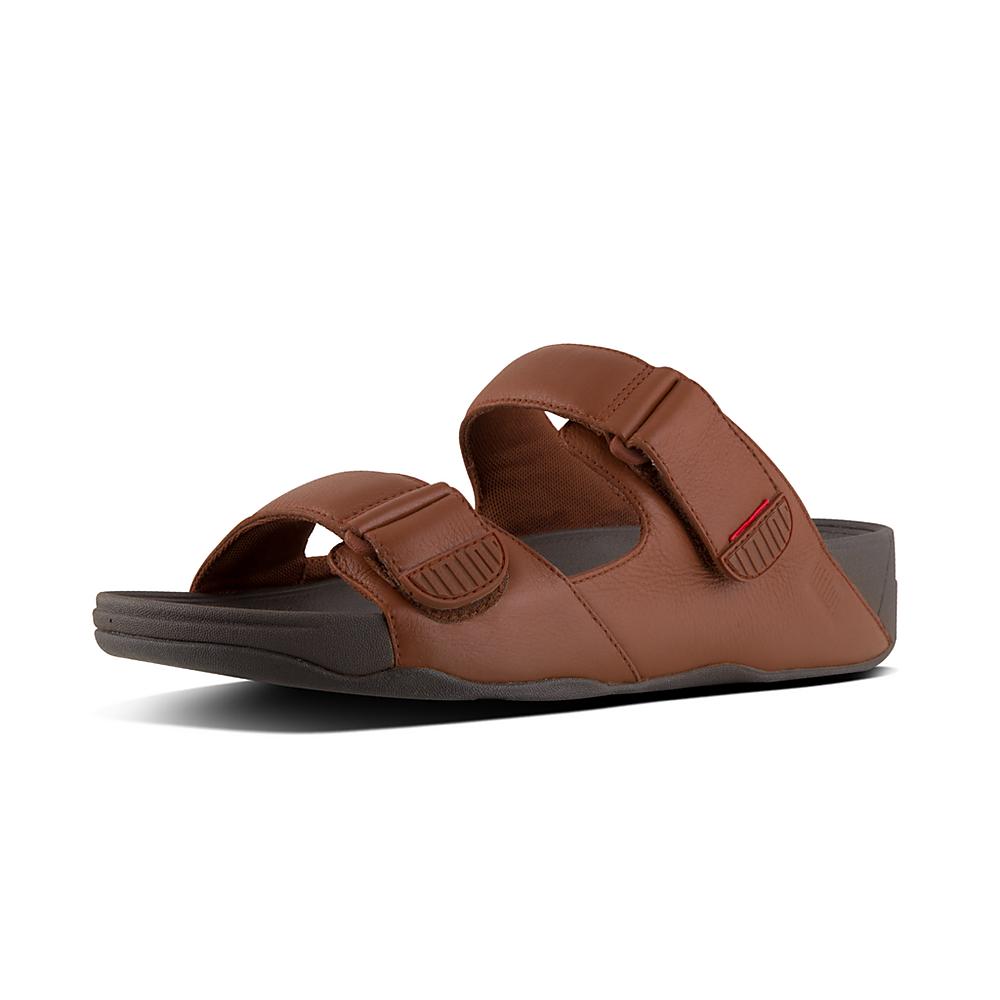 Men's Fitflop GOGH Leather Sandals Dark Brown | Ireland-89032