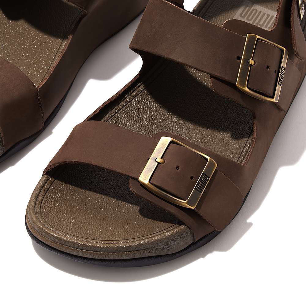 Men's Fitflop GOGH MOC Buckle Nubuck Sandals Brown | Ireland-07154