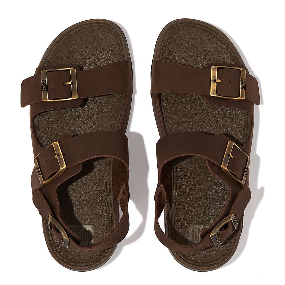 Men's Fitflop GOGH MOC Buckle Nubuck Sandals Brown | Ireland-07154