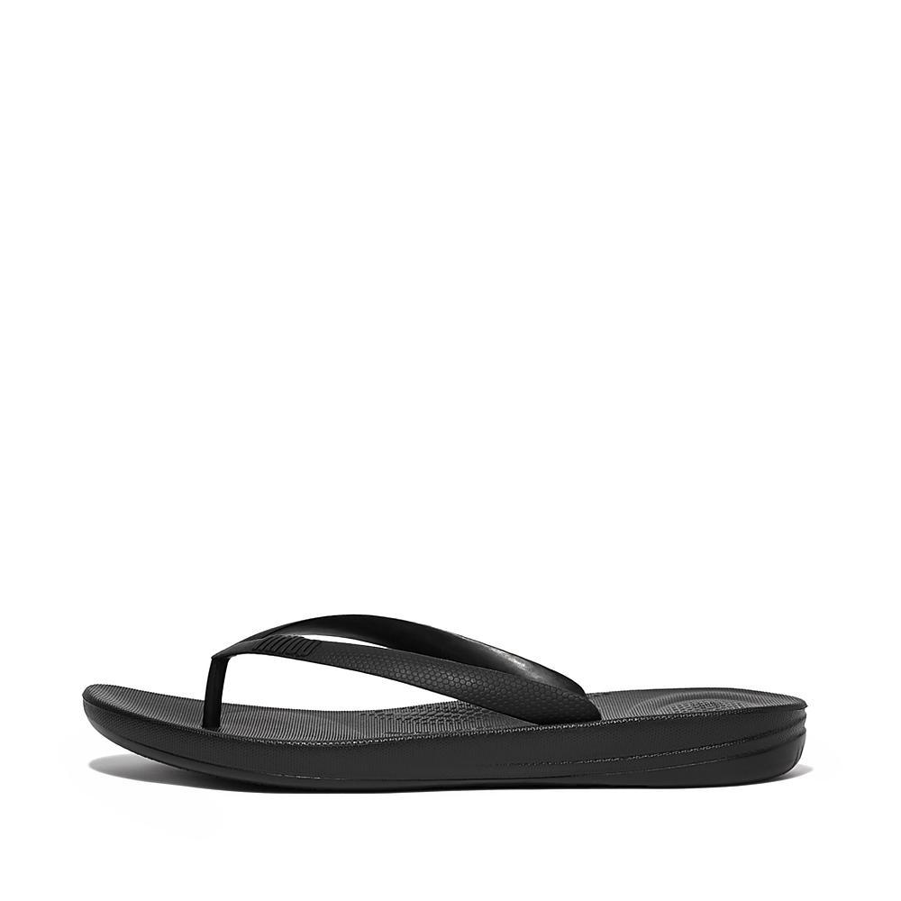 Men\'s Fitflop IQUSHION Ergonomic Flip Flops Black | Ireland-21746