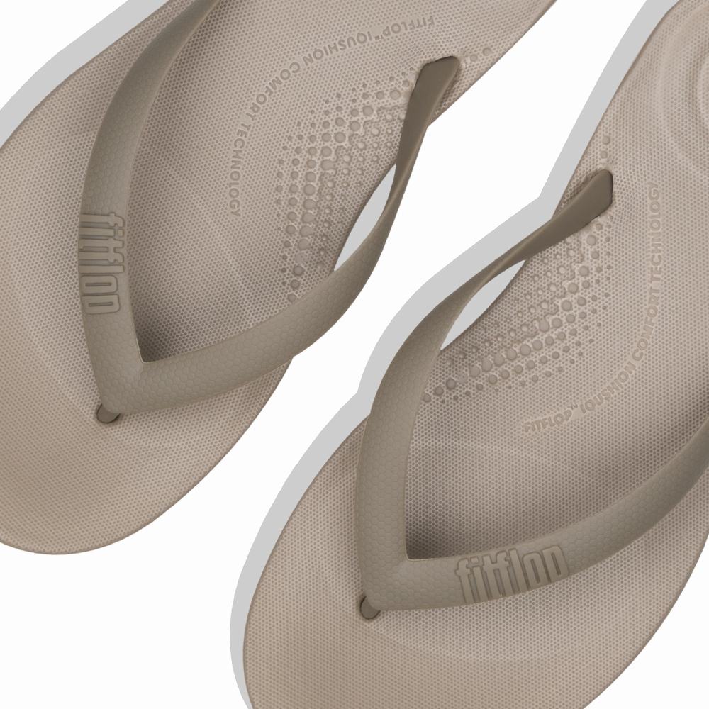 Men's Fitflop IQUSHION Ergonomic Flip Flops Grey | Ireland-31706