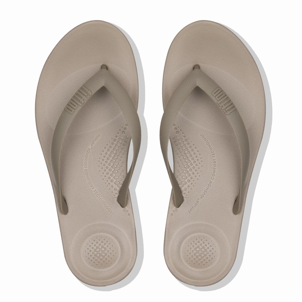 Men's Fitflop IQUSHION Ergonomic Flip Flops Grey | Ireland-31706