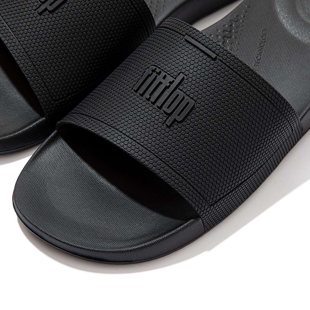 Men's Fitflop IQUSHION Pool Slides Black | Ireland-82154