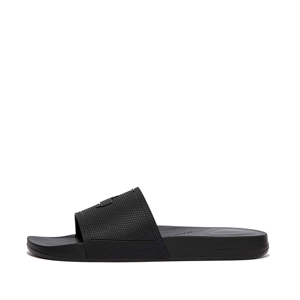 Men\'s Fitflop IQUSHION Pool Slides Black | Ireland-82154