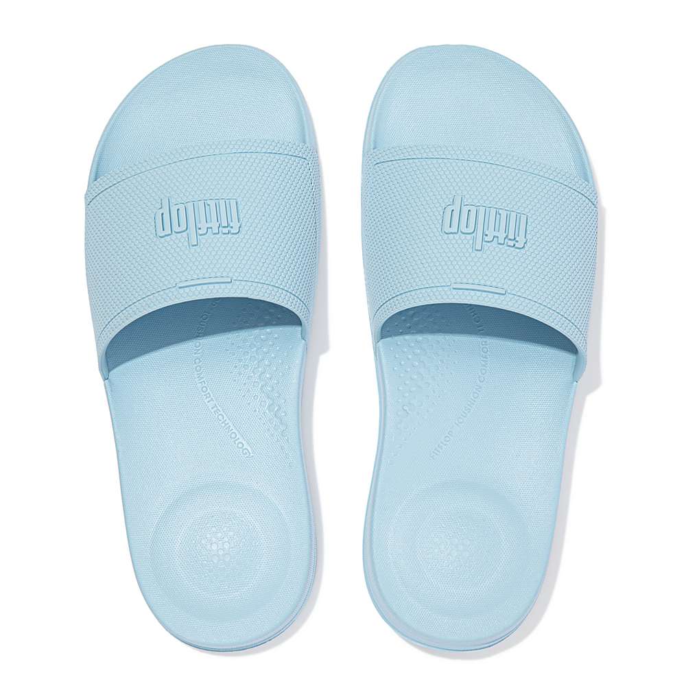 Men's Fitflop IQUSHION Pool Slides Blue | Ireland-13794