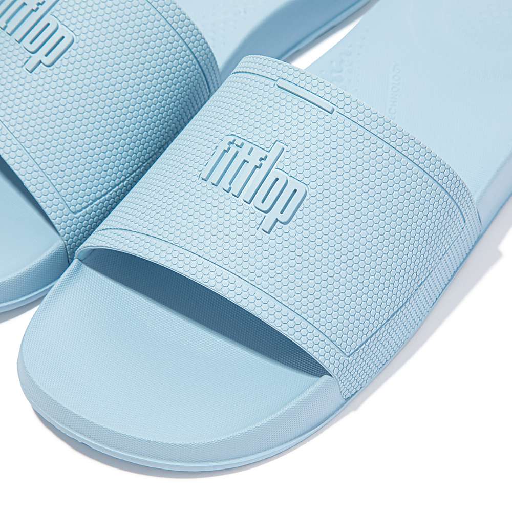 Men's Fitflop IQUSHION Pool Slides Blue | Ireland-13794