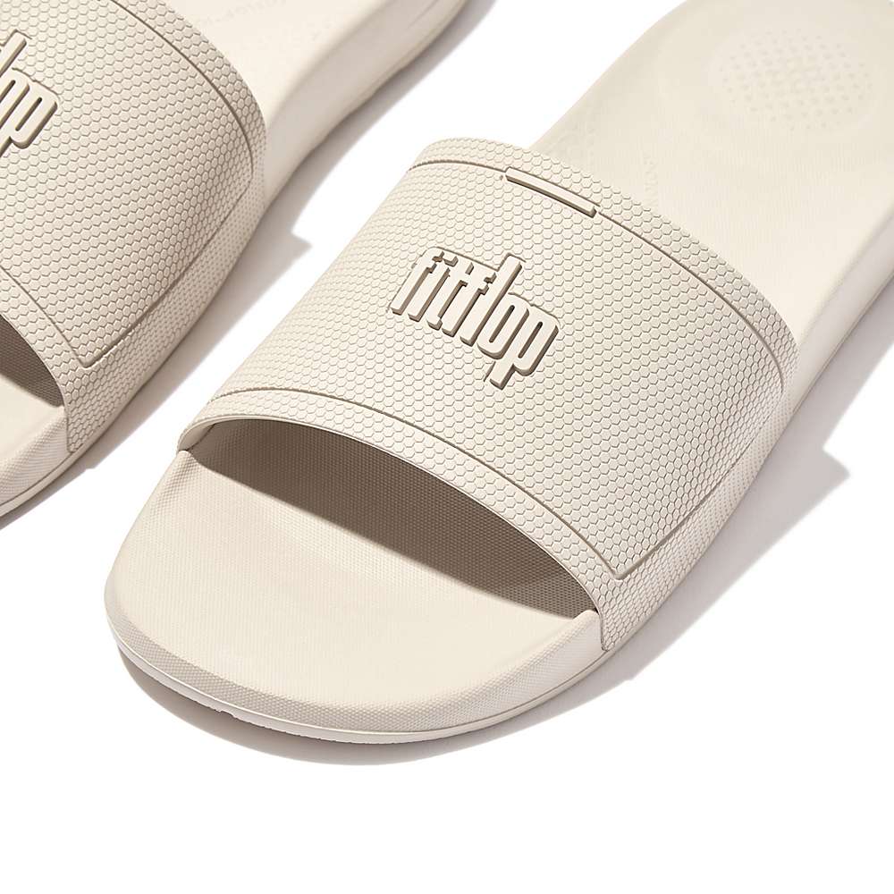 Men's Fitflop IQUSHION Pool Slides Grey Beige | Ireland-68452