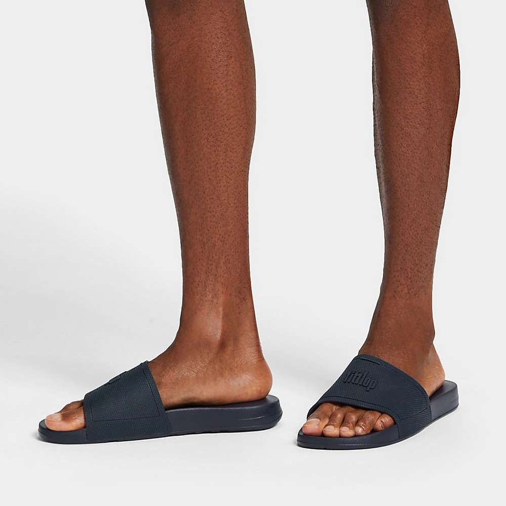 Men's Fitflop IQUSHION Pool Slides Navy | Ireland-82490