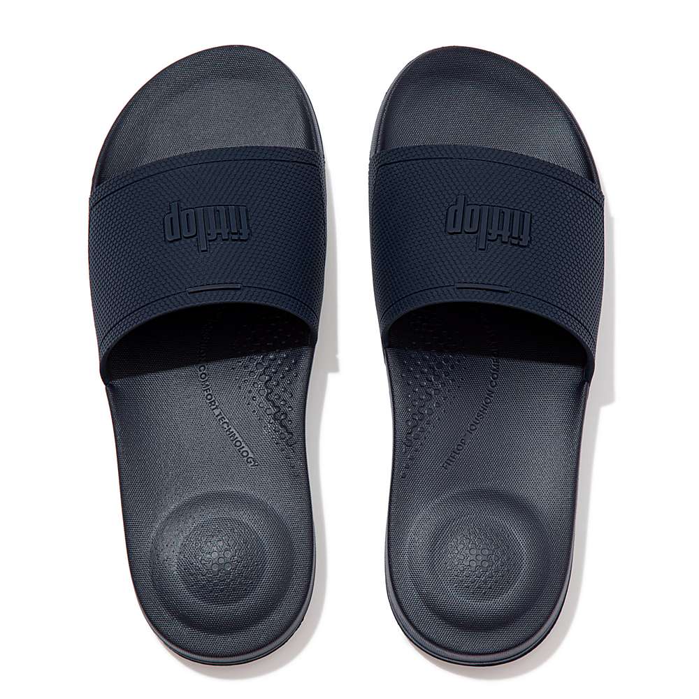 Men's Fitflop IQUSHION Pool Slides Navy | Ireland-82490