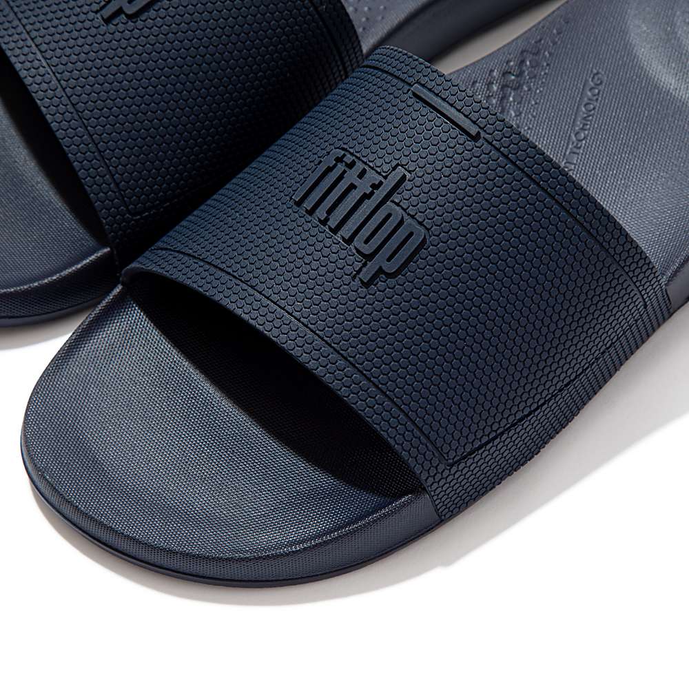 Men's Fitflop IQUSHION Pool Slides Navy | Ireland-82490