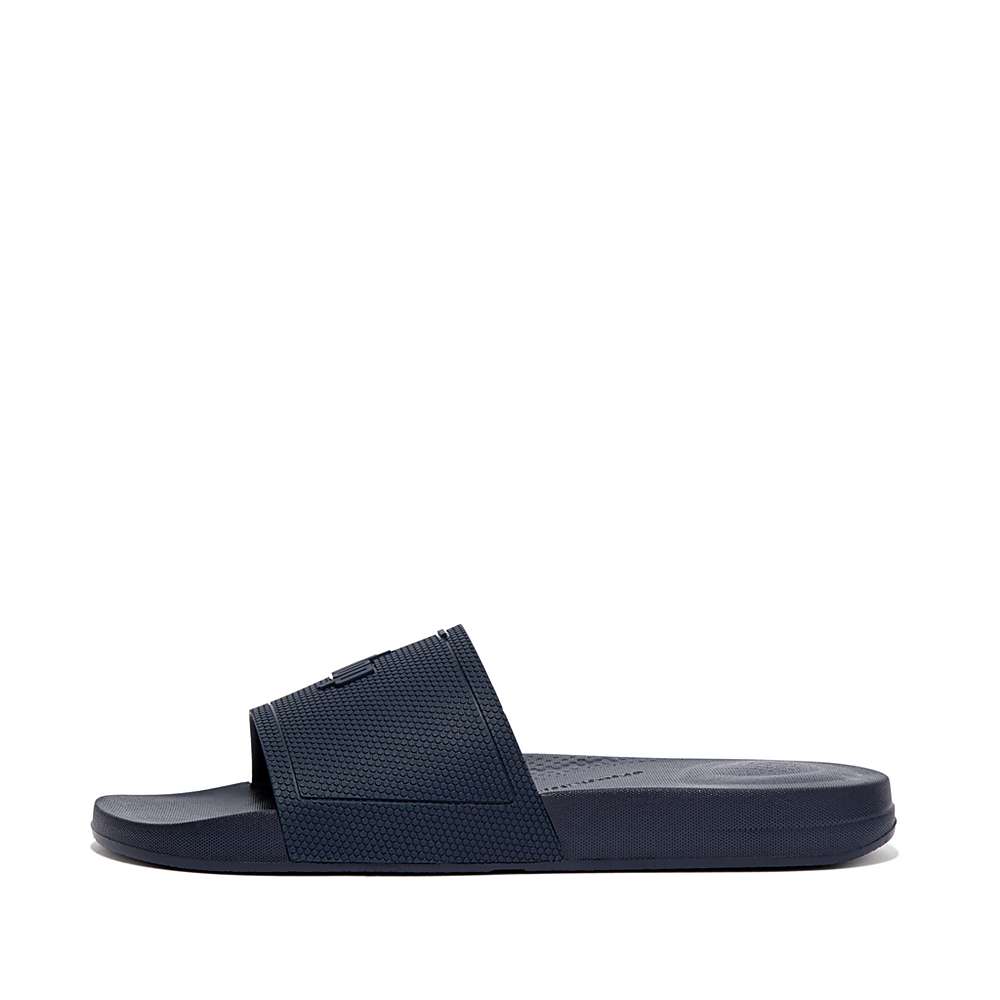 Men\'s Fitflop IQUSHION Pool Slides Navy | Ireland-82490