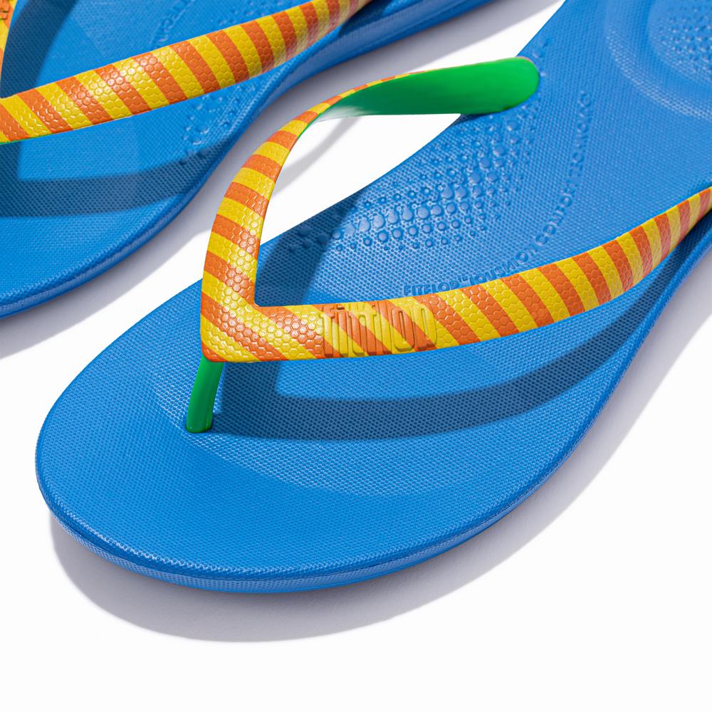 Men's Fitflop IQUSHION X Yinka Ilori Flip Flops Yellow/Red | Ireland-17593