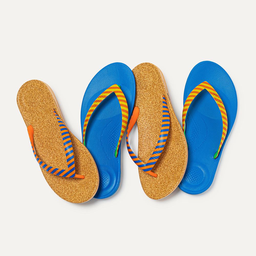 Men's Fitflop IQUSHION X Yinka Ilori Flip Flops Yellow/Red | Ireland-17593