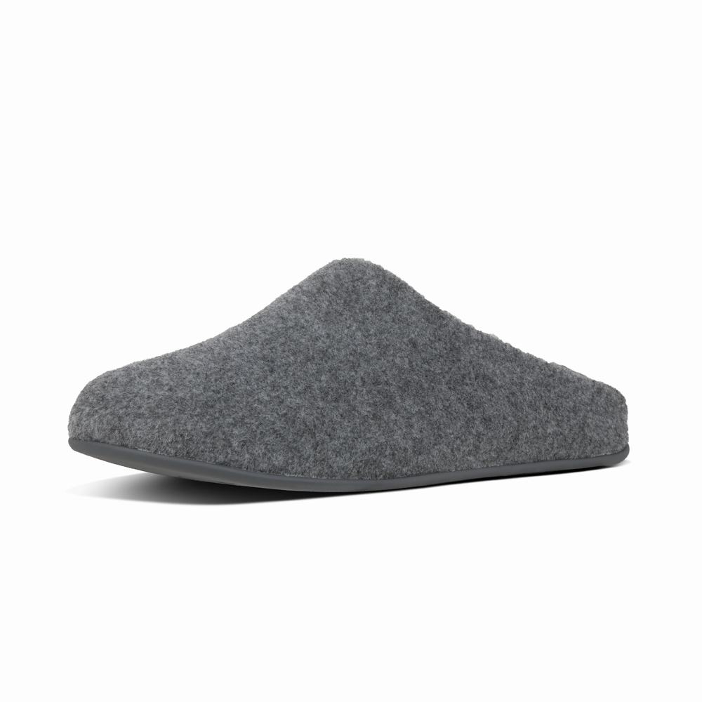 Men's Fitflop SHOVE Felt Slippers Grey | Ireland-02386