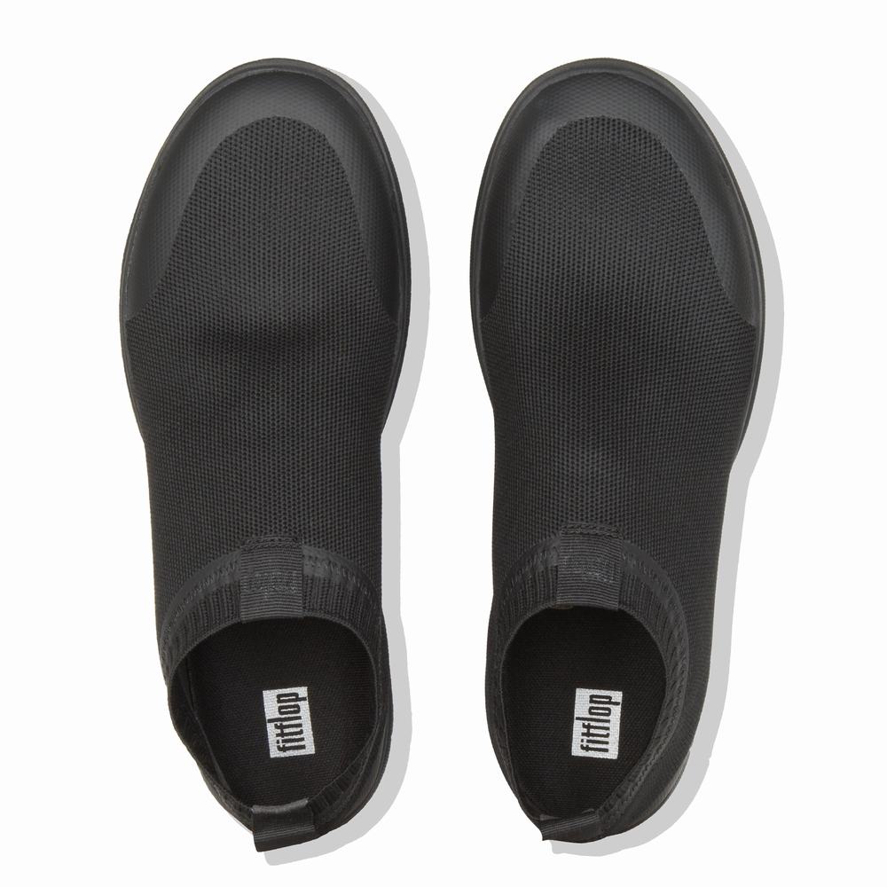 Men's Fitflop UBERKNIT Slip-On Trainers Black | Ireland-58142