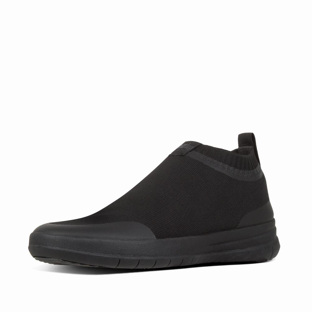 Men's Fitflop UBERKNIT Slip-On Trainers Black | Ireland-58142