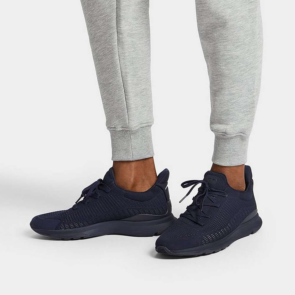 Men's Fitflop VITAMIN FFX Knit Sports Trainers Navy | Ireland-97460