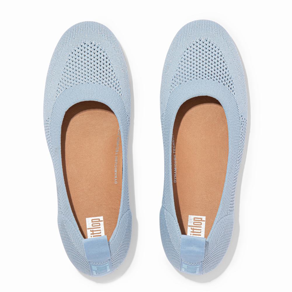 Women's Fitflop ALLEGRO Airyknit Ballet Flats Blue/Silver | Ireland-76492